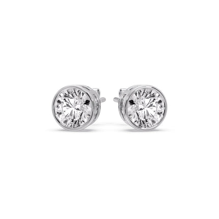 Round Cut Stud Bezel Set Earring