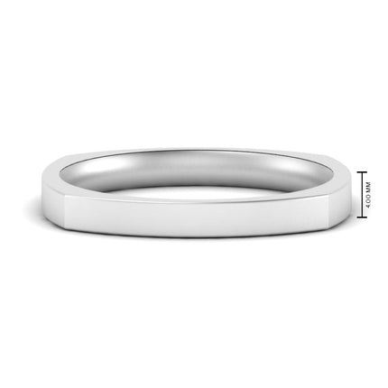 4 mm Square Comfort Fit Mens Wedding Band