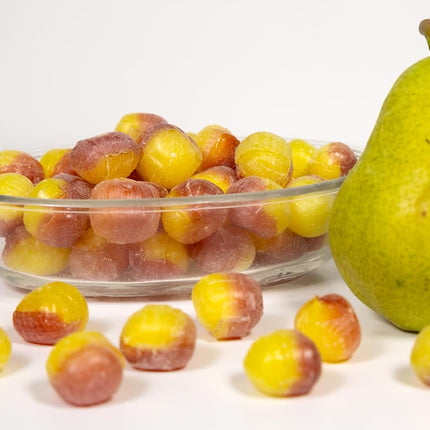 Andy Anand Chocolatier Sugar Free Pear Drops, Hard Candy Boiled in Copper Kettle for that unique taste, Flown from Europe 25 Pieces - Sugar & Aspartame Free - Naturally Flavored & Sweetened - Non-GMO, Gluten Free, Keto & Diabetic Friendly
