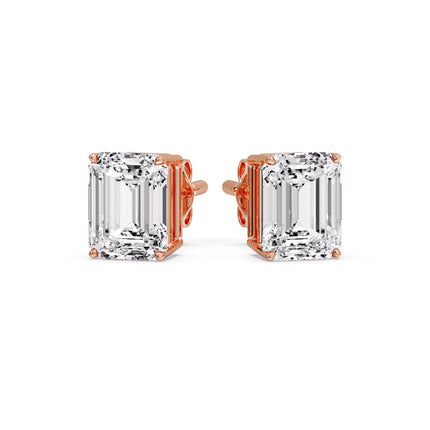 Emerald Cut Diamond Stud Earrings
