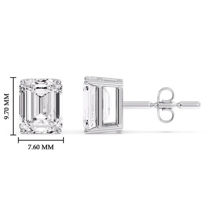 Emerald Cut Diamond Stud Earrings