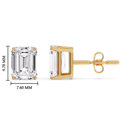 Emerald Cut Diamond Stud Earrings