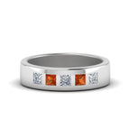 14k White Gold / Orange Sapphire / Lab Grown