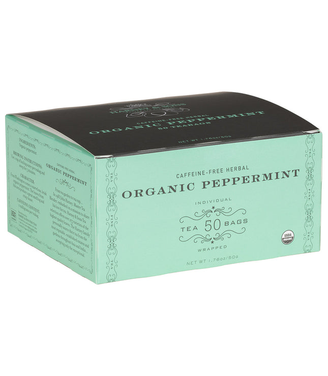 Organic Peppermint Herbal, Box of 50 Wrapped Teabags