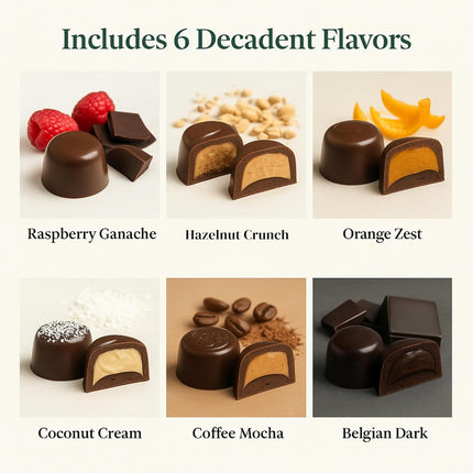 Andy Anand Sugar Free Belgian Chocolate Truffles – 24 Pc Assorted Flavors (Espresso, Hazelnut, Strawberry, Coconut, Cherry & Orange), 60% Chocolate (Cocoa Butter), Gluten-Free Chocolate Gift Box