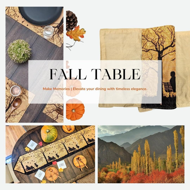 DaDalogy Autumn Birds Family Gathering Woven Tapestry Dining Table Runner (18198)