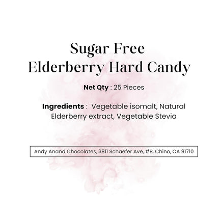 Andy Anand Chocolatier Sugar Free Elderberry Hard Candy - Unique taste, Flown from Europe 25 Pcs - Sugar & Aspartame Free - Naturally Flavored & Sweetened - Non-GMO, Gluten Free, Keto & Diabetic Friendly