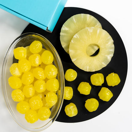 Andy Anand Chocolatier Sugar Free Pineapple Chunks, Hard Candy Boiled in Copper Kettle for that unique taste, Flown from Europe 25 Pieces - Sugar & Aspartame Free - Naturally Flavored & Sweetened - Non-GMO, Gluten Free, Keto & Diabetic Friendly