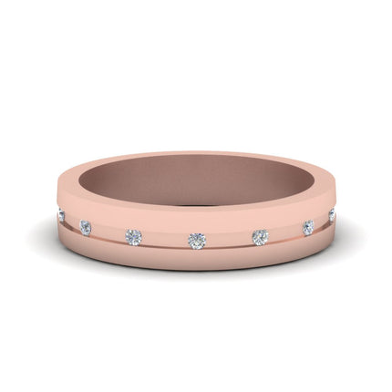 7 MM Flat Diamond Mens Wedding Band