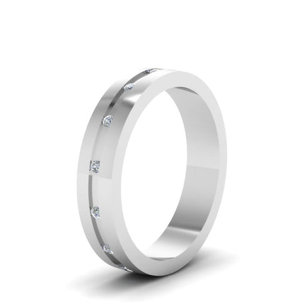 7 MM Flat Diamond Mens Wedding Band