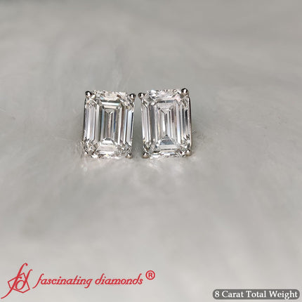 Emerald Cut Diamond Stud Earrings