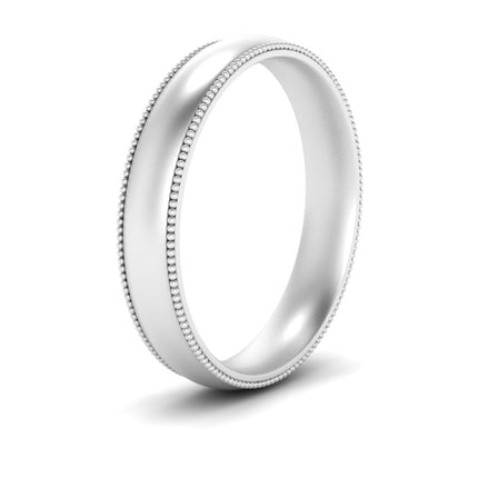 4 mm Milgrain Comfort Fit Mens Wedding Band