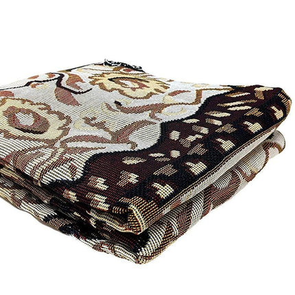 DaDa Bedding Elegant Tapestry Throw Blanket, Golden Persian Style Rug Ornate Floral - 50” x 60” (7175)