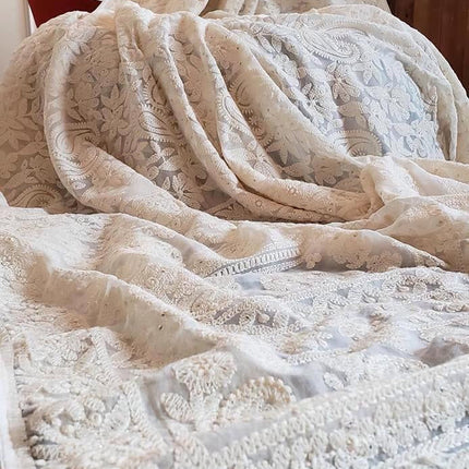 Custom Chikankari Georgette Saree