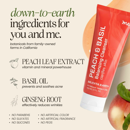 Peach & Basil Balancing Face Cleanser