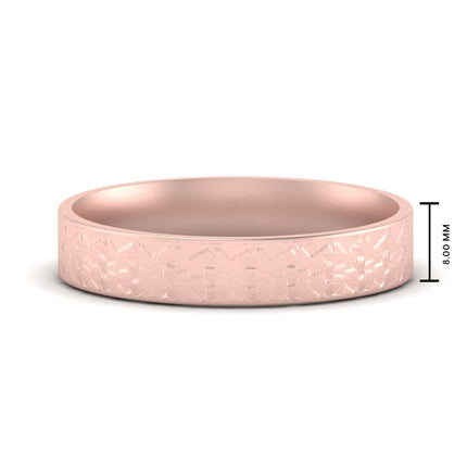 Unique Rock Textured Mens Wedding Band 5 mm