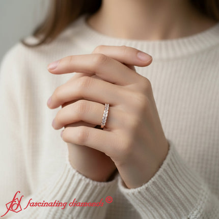 9 Stone Emerald Cut Wedding Ring