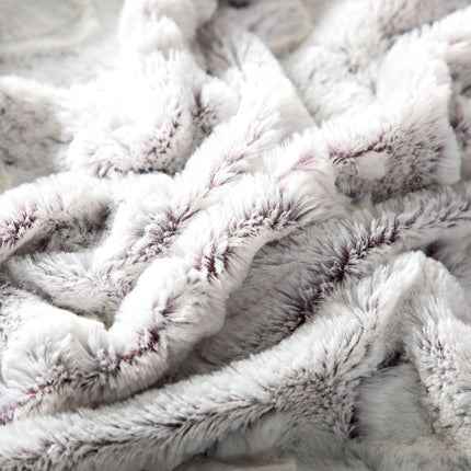 DaDa Bedding Luxury Dreamy Milky White & Purple Sherpa Backside Faux Fur Throw Blanket (M3395)
