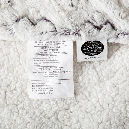 DaDa Bedding Luxury Dreamy Milky White & Purple Sherpa Backside Faux Fur Throw Blanket (M3395)
