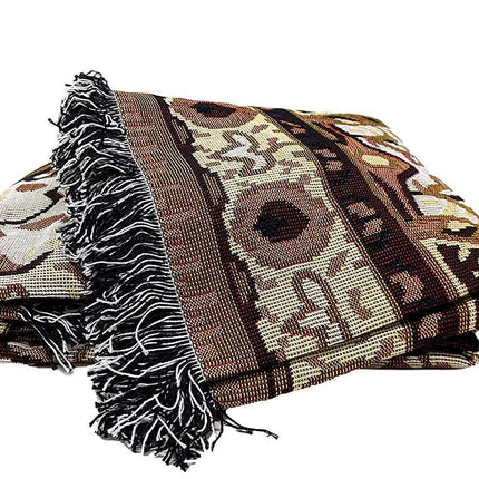 DaDa Bedding Elegant Tapestry Throw Blanket, Golden Persian Style Rug Ornate Floral - 50” x 60” (7175)