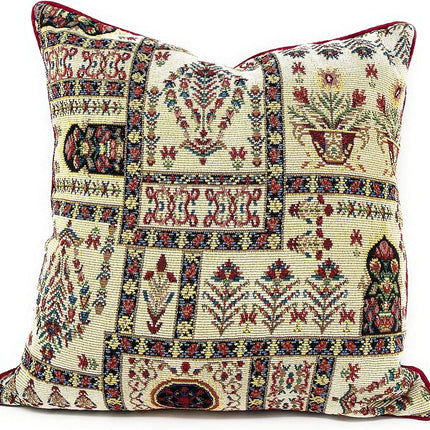 DaDa Bedding Set of 8 Pieces Light Botanical Mughal Floral Table Woven Tapestry - 4 Placemats, 2 Table Runners, 2 Throw Pillow Covers (18196)