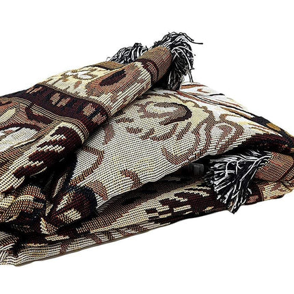 DaDa Bedding Elegant Tapestry Throw Blanket, Golden Persian Style Rug Ornate Floral - 50” x 60” (7175)