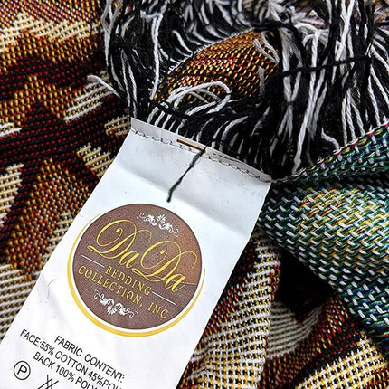 DaDa Bedding Elegant Tapestry Throw Blanket, Golden Persian Style Rug Ornate Floral - 50” x 60” (7175)