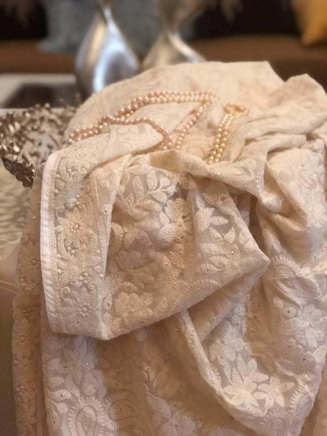 Custom Chikankari Georgette Saree