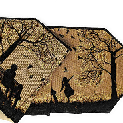 DaDalogy Autumn Birds Family Gathering Woven Tapestry Dining Table Runner (18198)