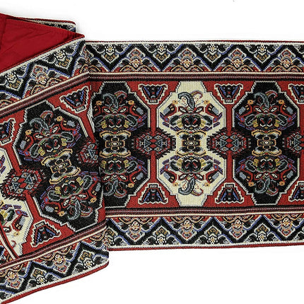 DaDalogy Elegant Majestic Kilim Red Persian Rug Ornate Floral Woven Tapestry Table Runner (18195)