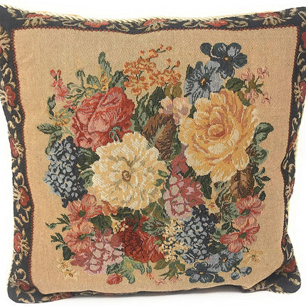 DaDa Bedding Breath of Spring Dark Border Floral Elegant Throw Pillow Cushion Cover 18" x 18"