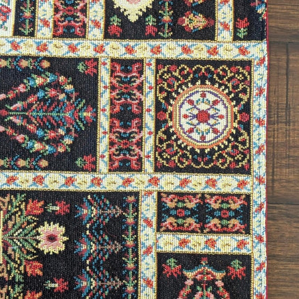 DaDalogy Bedding Set of 4-Pieces Dark Noir Mughal Floral Botanical Vintage Fleur Tapestry Placemats 13” x 19” (18197)