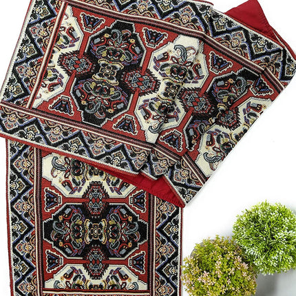 DaDalogy Elegant Majestic Kilim Red Persian Rug Ornate Floral Woven Tapestry Table Runner (18195)