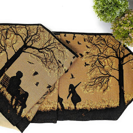DaDalogy Autumn Birds Family Gathering Woven Tapestry Dining Table Runner (18198)