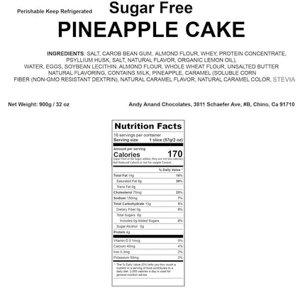 Andy Anand Deliciously Indulgent Sugar Free Pineapple Cake 9'' - Tantalizing Cake Creation Amazing Decadent Cakes From Bakery (2 Lbs)