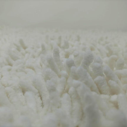 DaDa Bedding Vanilla Ivory White Shaggy Soft Chenille Noodle Carpet Rug Bath Mat