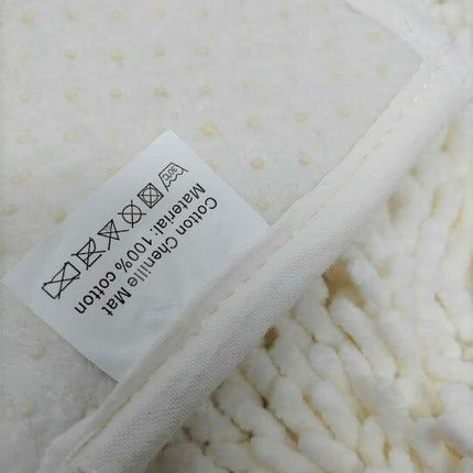 DaDa Bedding Vanilla Ivory White Shaggy Soft Chenille Noodle Carpet Rug Bath Mat