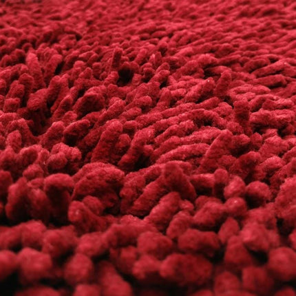 DaDa Bedding Burgundy Red Shaggy Soft Chenille Noodle Carpet Rug Bath Mat