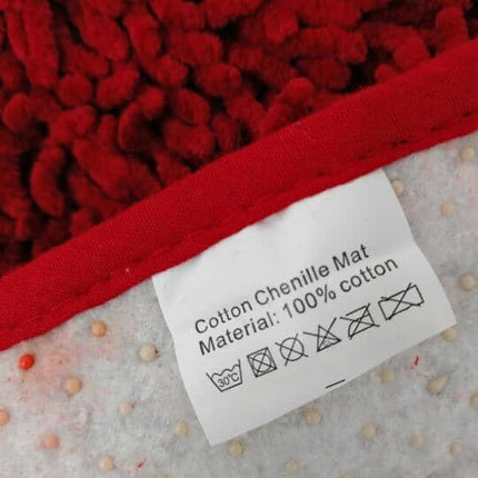 DaDa Bedding Burgundy Red Shaggy Soft Chenille Noodle Carpet Rug Bath Mat
