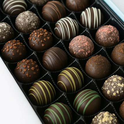 Andy Anand Artisan Dark Chocolate Truffles – 24 Pc Handmade Assorted Flavors, Decadent & Delicious, Made with 60% Chocolate (Cocoa Butter)