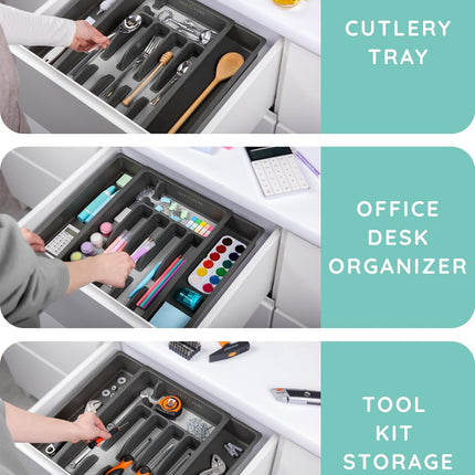 Expandable Drawer Organizer, Gray