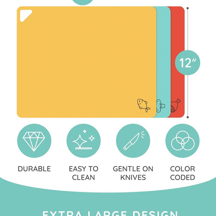 Flexible Cutting Mats Set of 3, RD/MNT/YLW