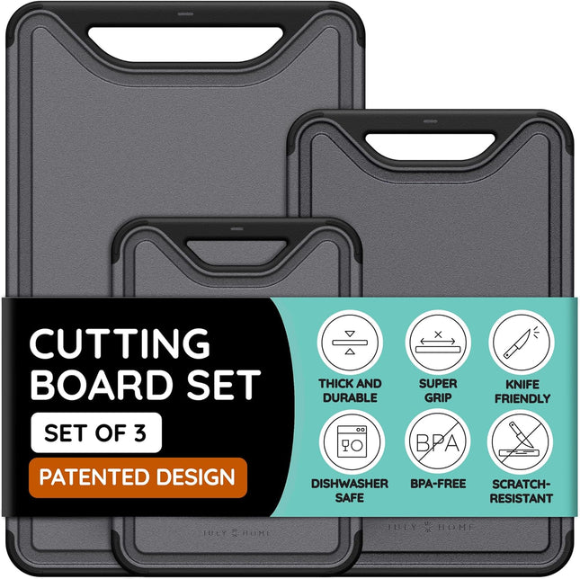 Cutting Board Set of 3, Black/Gray