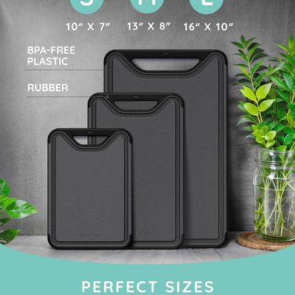 Cutting Board Set of 3, Black/Gray