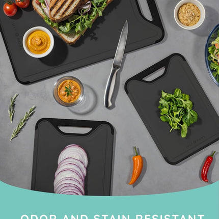 Cutting Board Set of 3, Black/Gray