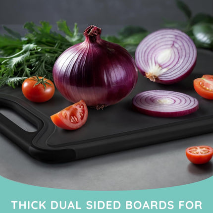 Cutting Board Set of 3, Black/Gray