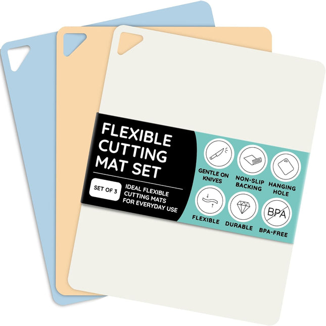 Flexible Cutting Mats Set of 3, BG/YLW/BL