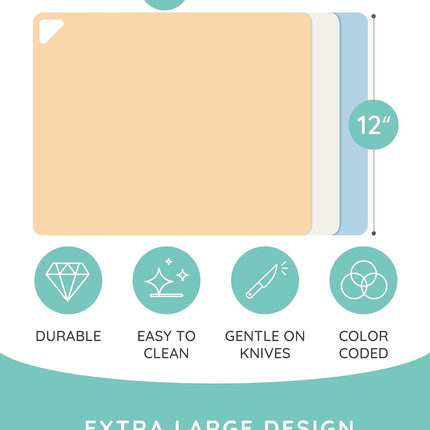 Flexible Cutting Mats Set of 3, BG/YLW/BL