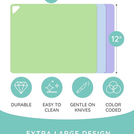 Flexible Cutting Mats Set of 3, GR/BL/LLC