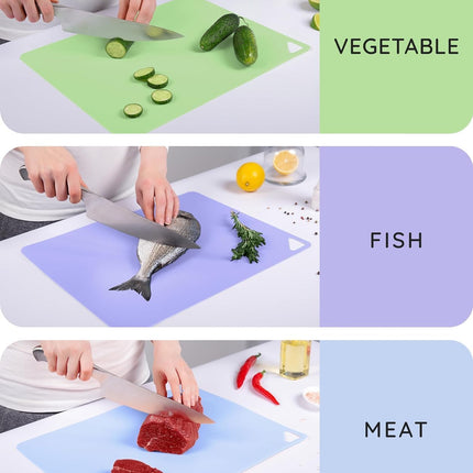 Flexible Cutting Mats Set of 3, GR/BL/LLC